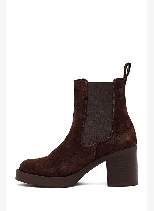 Kadın Kahverengi Topuklu Süet Deri Chelsea Bot 25WFD153710 - Görsel 5