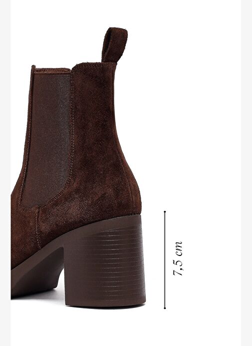 Kadın Kahverengi Topuklu Süet Deri Chelsea Bot 25WFD153710 - Görsel 3