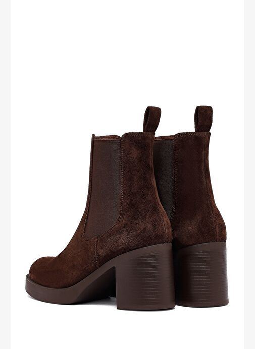 Kadın Kahverengi Topuklu Süet Deri Chelsea Bot 25WFD153710 - Görsel 8