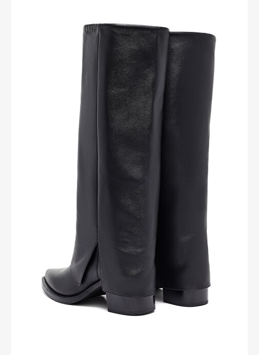 Kadın Siyah Kalın Topuklu Deri Çizme 25WFD153918 - Görsel 8
