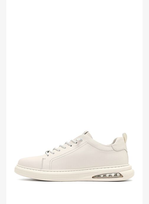 Erkek Beyaz Bağcıklı Deri Sneaker 25WFD696818 - Görsel 3