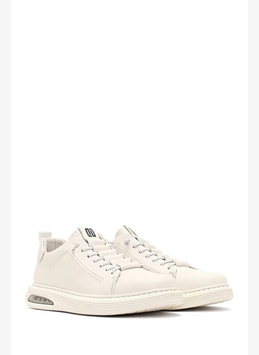 Erkek Beyaz Bağcıklı Deri Sneaker 25WFD696818 - Görsel 4