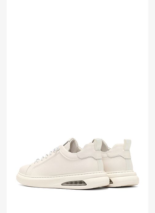 Erkek Beyaz Bağcıklı Deri Sneaker 25WFD696818 - Görsel 6