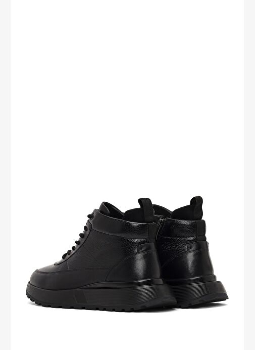Erkek Siyah Fermuarlı Kalın Tabanlı Deri Spor Bot 25WFD642714 - Görsel 7