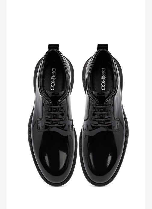 Erkek Siyah Bağcıklı Kalın Tabanlı Deri Casual Ayakkabı 25WFD643022 - Görsel 8