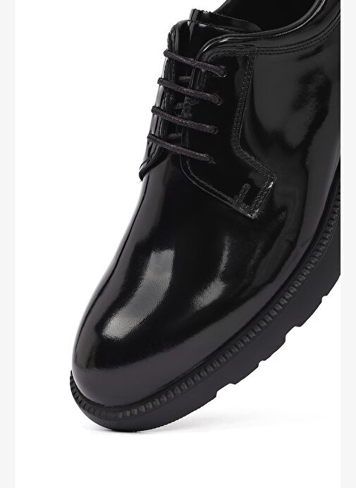 Erkek Siyah Bağcıklı Kalın Tabanlı Deri Casual Ayakkabı 25WFD643022 - Görsel 9