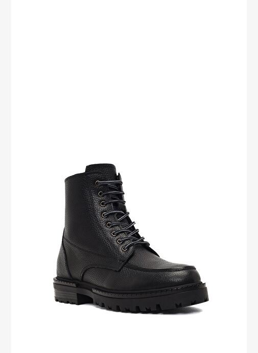 Erkek Siyah Fermuarlı Deri Postal Bot 25WFD7547FT - Görsel 8