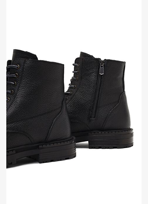 Erkek Siyah Fermuarlı Deri Postal Bot 25WFD7547FT - Görsel 9