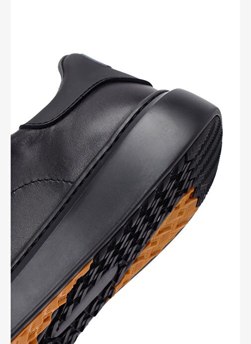 Erkek Siyah Bağcıklı Kalın Tabanlı Deri Sneaker 25WFD685318 - Görsel 9