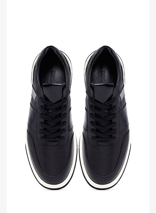 Erkek Siyah Bağcıklı Deri Sneaker 25WFD685418 - Görsel 8