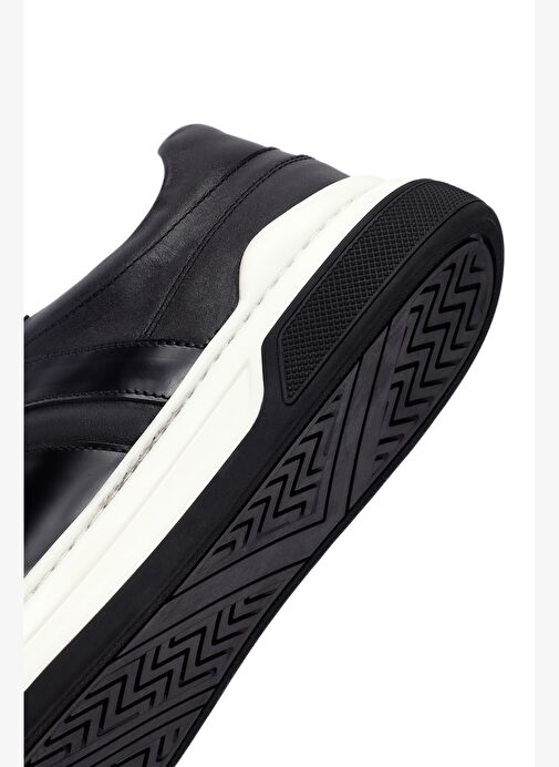 Erkek Siyah Bağcıklı Deri Sneaker 25WFD685418 - Görsel 9