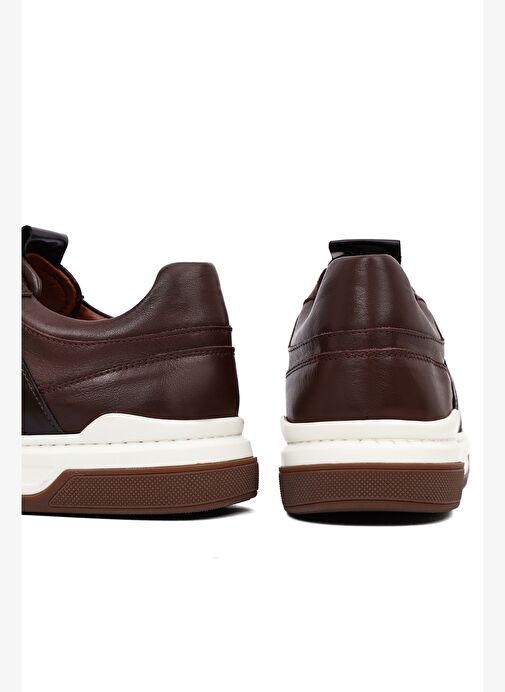Erkek Kahverengi Bağcıklı Deri Sneaker 25WFD685418 - Görsel 9