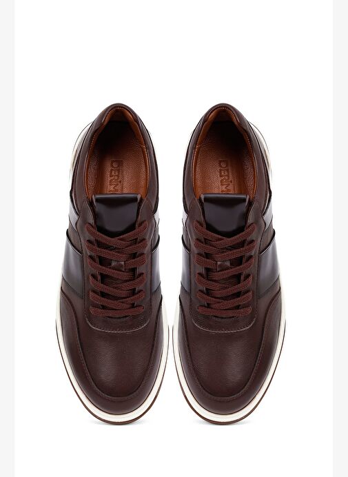 Erkek Kahverengi Bağcıklı Deri Sneaker 25WFD685418 - Görsel 8