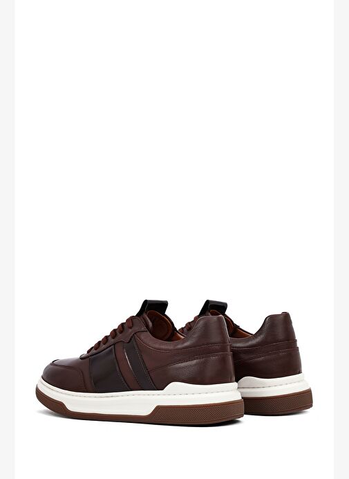 Erkek Kahverengi Bağcıklı Deri Sneaker 25WFD685418 - Görsel 6