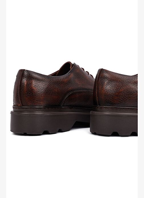 Erkek Kahverengi Bağcıklı Kalın Tabanlı Deri Casual Ayakkabı 25WFD6855FT - Görsel 9