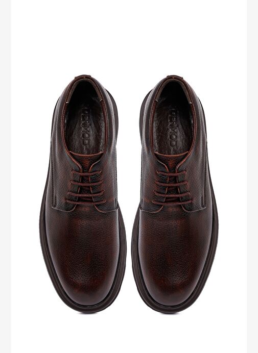 Erkek Kahverengi Bağcıklı Kalın Tabanlı Deri Casual Ayakkabı 25WFD6855FT - Görsel 8