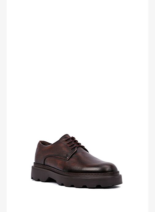 Erkek Kahverengi Bağcıklı Kalın Tabanlı Deri Casual Ayakkabı 25WFD6855FT - Görsel 7