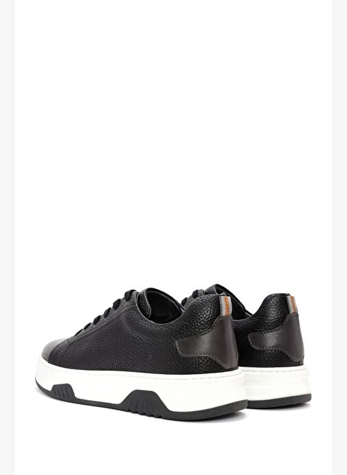 Erkek Siyah Bağcıklı Kalın Tabanlı Deri Sneaker 25WFD6885FT - Görsel 6