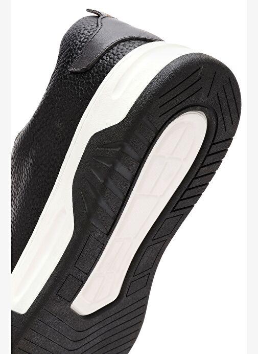 Erkek Siyah Bağcıklı Kalın Tabanlı Deri Sneaker 25WFD6885FT - Görsel 9