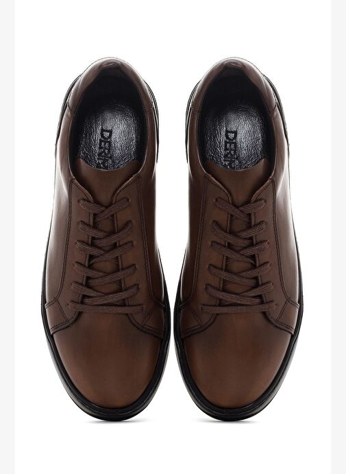 Erkek Kahverengi Bağcıklı Deri Sneaker 25WFD688418 - Görsel 7