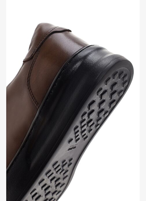 Erkek Kahverengi Bağcıklı Deri Sneaker 25WFD688418 - Görsel 9