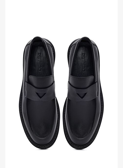 Erkek Siyah Deri Casual Loafer 25WFD685918 - Görsel 8