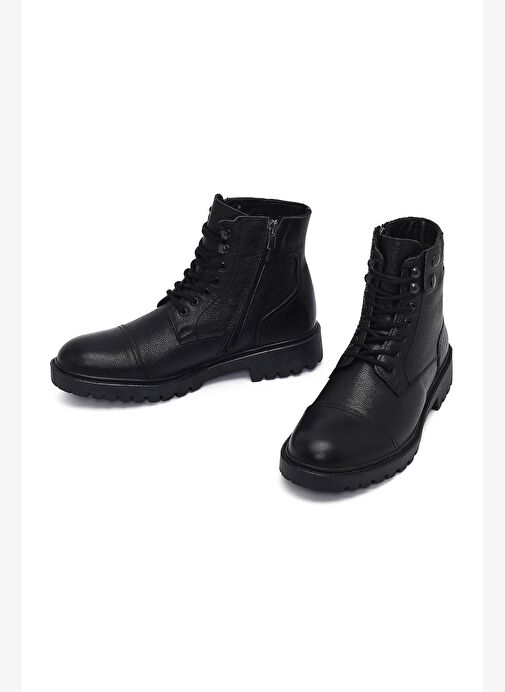 Erkek Siyah Fermuarlı Deri Casual Bot 25WFD7002FT - Görsel 4
