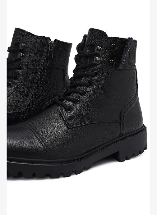 Erkek Siyah Fermuarlı Deri Casual Bot 25WFD7002FT - Görsel 9