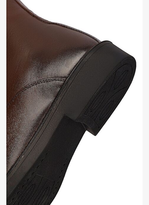 Erkek Kahverengi Fermuarlı Deri Casual Bot 25WFD702518 - Görsel 9