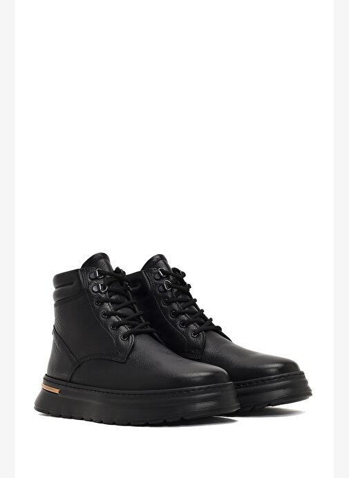 Erkek Siyah Bağcıklı Deri Casual Bot 25WFD7000FT - Görsel 5