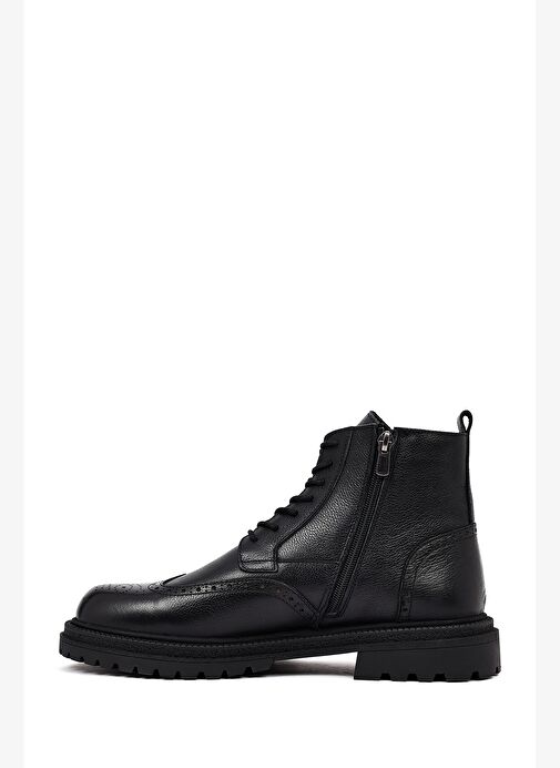 Erkek Siyah Fermuarlı Deri Bot 25WFD7006FT - Görsel 3