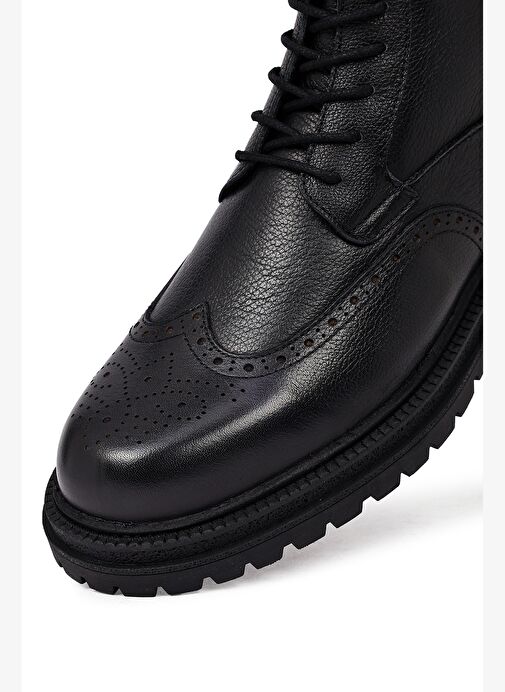 Erkek Siyah Fermuarlı Deri Bot 25WFD7006FT - Görsel 9