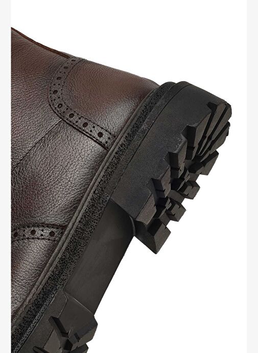 Erkek Kahverengi Fermuarlı Deri Bot 25WFD7006FT - Görsel 9