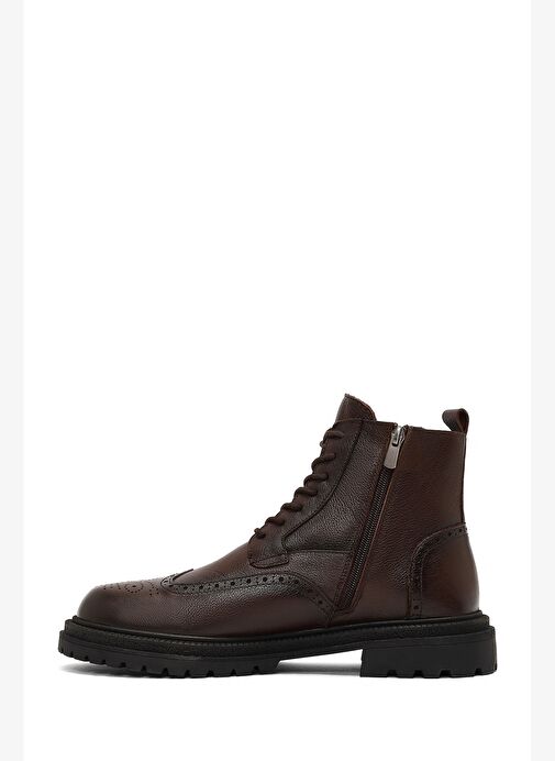 Erkek Kahverengi Fermuarlı Deri Bot 25WFD7006FT - Görsel 3