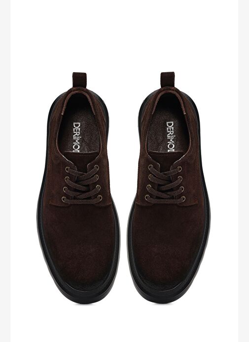 Erkek Kahverengi Bağcıklı Kalın Tabanlı Süet Deri Casual Ayakkabı 25WFD701110 - Görsel 8