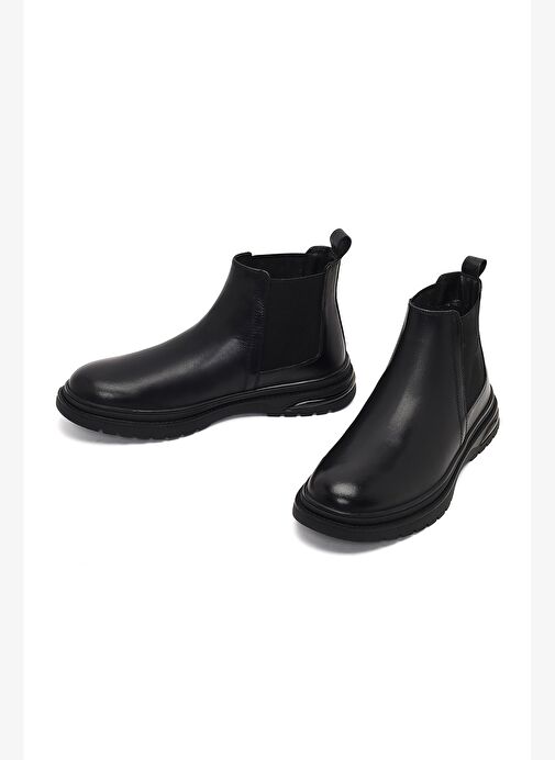 Erkek Siyah Deri Chelsea Bot 25WFD702018 - Görsel 4
