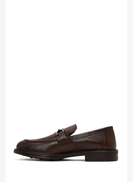 Erkek Kahverengi Deri Casual Loafer 25WFD750018 - Görsel 3