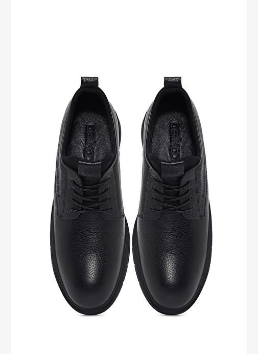 Erkek Siyah Bağcıklı Deri Casual Ayakkabı 25WFD7501FT - Görsel 8