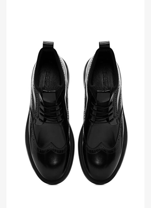 Erkek Siyah Bağcıklı Deri Casual Ayakkabı 25WFD750422 - Görsel 8