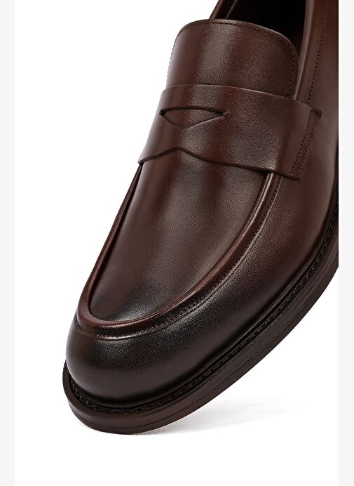 Erkek Kahverengi Deri Klasik Loafer 25WFD750518 - Görsel 9