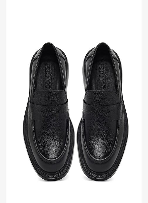 Erkek Siyah Kalın Tabanlı Deri Loafer 25WFD7507FT - Görsel 7
