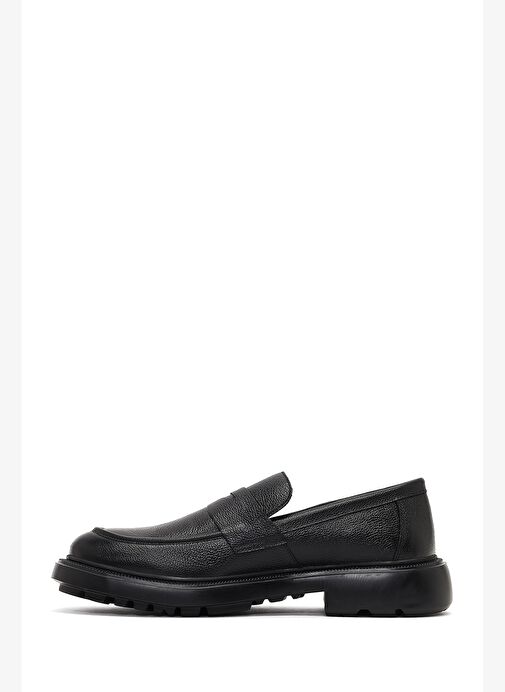 Erkek Siyah Kalın Tabanlı Deri Loafer 25WFD7507FT - Görsel 3