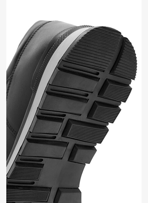 Erkek Siyah Bağcıklı Deri Casual Sneaker 25WFD674218 - Görsel 9