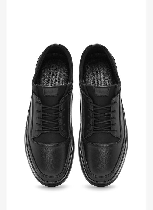 Erkek Siyah Bağcıklı Deri Casual Ayakkabı 25WFD6743FT - Görsel 8