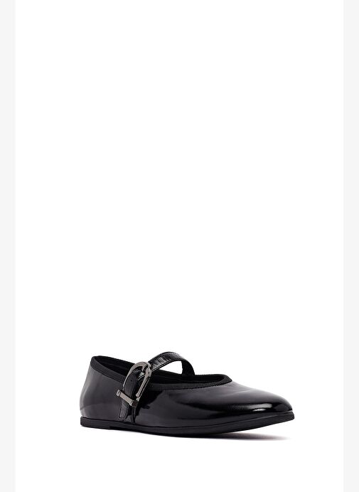 Kadın Siyah Tokalı Rugan Deri Babet 25AFD201516 - Görsel 7