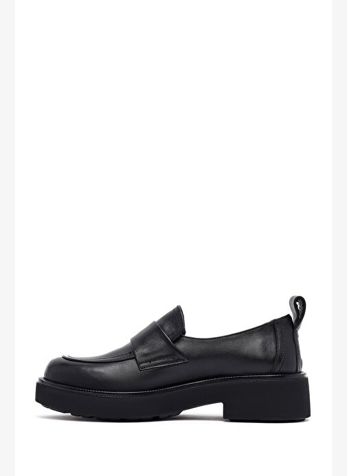 Kadın Siyah Deri Maskülen Loafer 25AFD201718 - Görsel 3