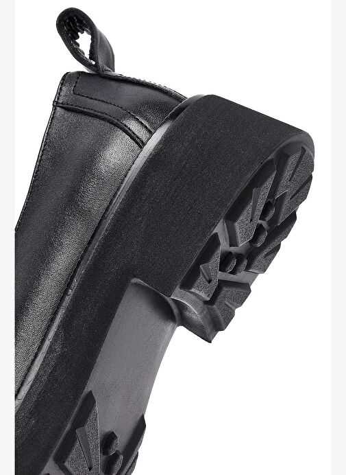 Kadın Siyah Deri Maskülen Loafer 25AFD201718 - Görsel 9