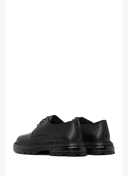 Erkek Siyah Bağcıklı Kalın Tabanlı Deri Casual Ayakkabı 25WFD6755FT - Görsel 6