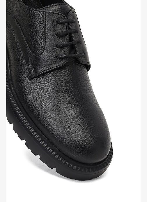 Erkek Siyah Bağcıklı Kalın Tabanlı Deri Casual Ayakkabı 25WFD6755FT - Görsel 9
