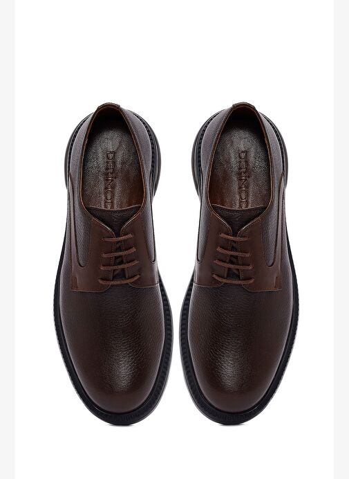 Erkek Kahverengi Bağcıklı Kalın Tabanlı Deri Casual Ayakkabı 25WFD6755FT - Görsel 8
